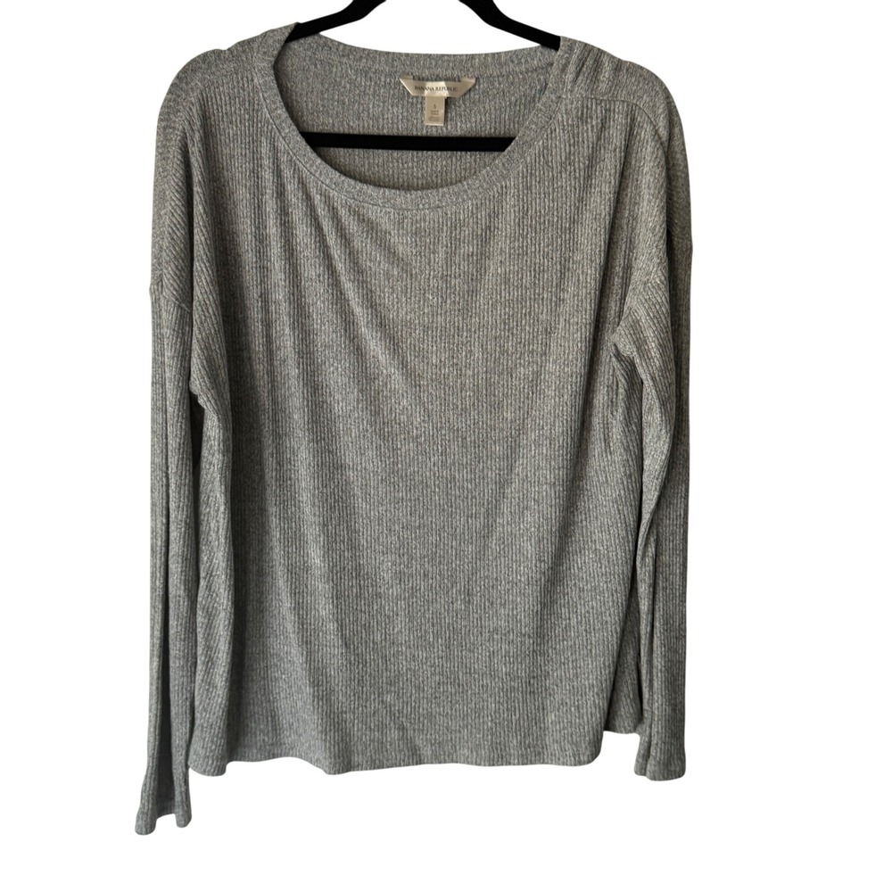 Banana Republic‎ Grey Ribbed Long Sleeve Top Women S Minimalist Closet Staple